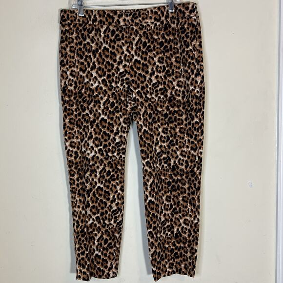Talbots Pants Womens 14P Chatham Ankle Leopard Animal Print Mobwife Party Glam - Picture 1 of 5